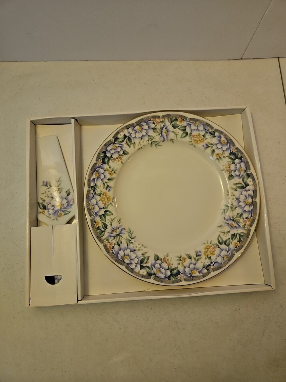 Vintage Andrea By Sadek Donna Floral Cake Plate w/Server Set - Made in Japan